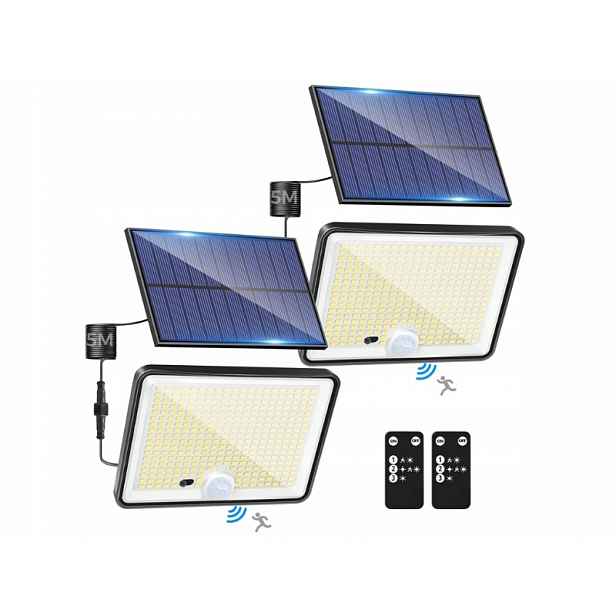Lotmos Solární venkovní lampy s pohybovým senzorem 342 Led IP65 Vodotěsné