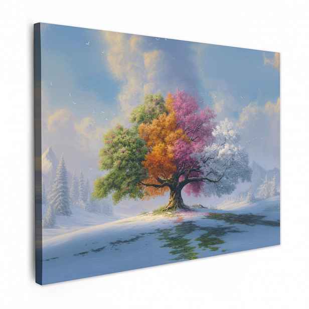 MuchoWow OBRAZ NA PLÁTNĚ Strom - Roční období - Zima - Krajina 80x60 cm