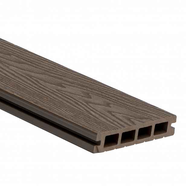 Prkno terasové dřevoplastové WPC PERI 3D duté odstín chocolate 136×25×2900 mm