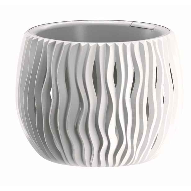 Prosperplast Kulatý květináč Sandy bílý, varianta 18 cm