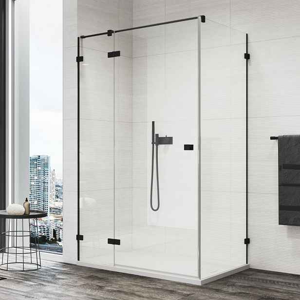 SanSwiss ANNEA Black Boční stěna v 90° s L-kováním pro dveře s L-kováním ANTW07000607