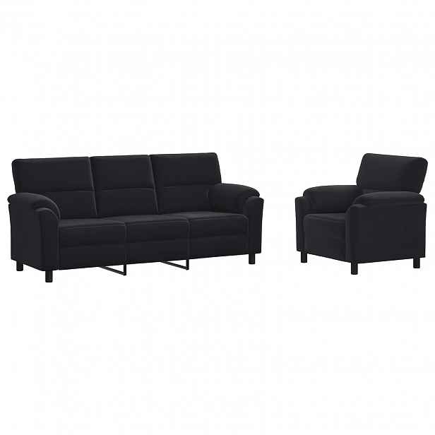 vidaXL Set pohovek 2 pcs Černá Samet