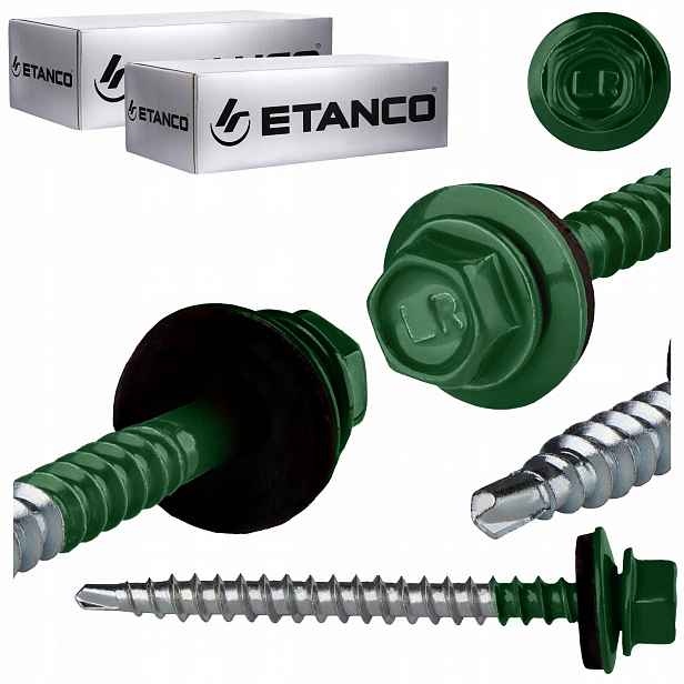 Farmářské vruty 4,8x60 mm Ral 6005 200 ks plechových vrutů Etanco GTF2 Z14