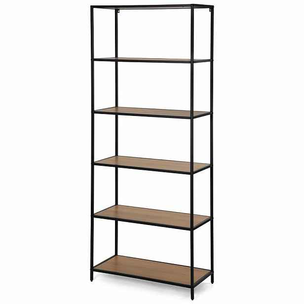 Kovový regál LOFTY Slim Classic Oak, 185 x 77 cm