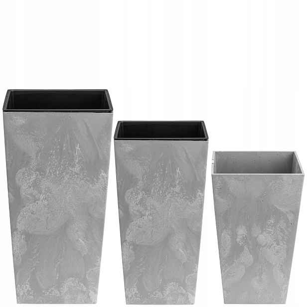 Květináče s krytem Beton šedý imitace efekt Set 3 kusů W 20 26,5 32,5 cm