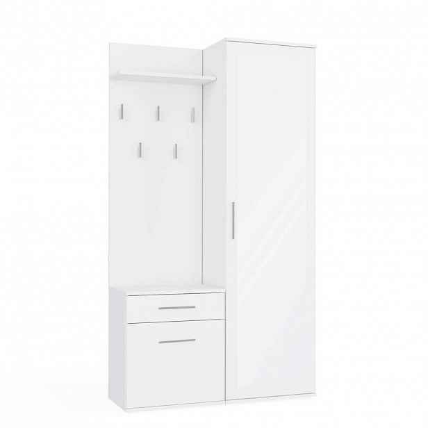 RAUMHIRSCH FURNITURE ŠATNÍK moderní se zrcadlem Skříň Duo bílá 100/180/35