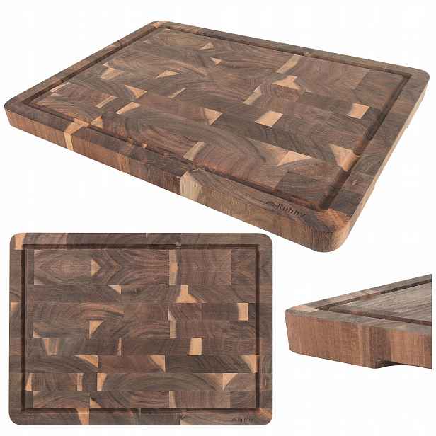 Ruhhy 26924 Krájecí prkénko s dřážkou 43 x 33 cm, akátové dřevo