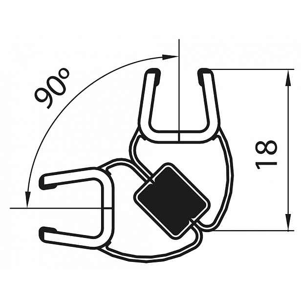 SanSwiss CADURA, TOP-LINE S, TOP-LINE Svislé magnetické těsnění 90° pro 6 mm sklo, pár 42352.KD.2000