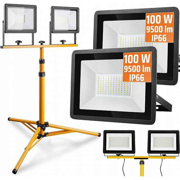 Set 2x 100W Stativ Led Osvětlovač 200W Stavební Pracovní Halogen IP66
