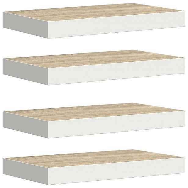 vidaXL Plovoucí nástěnné police 4 ks dub a bílé 50 x 23,5 x 3,8 cm MDF