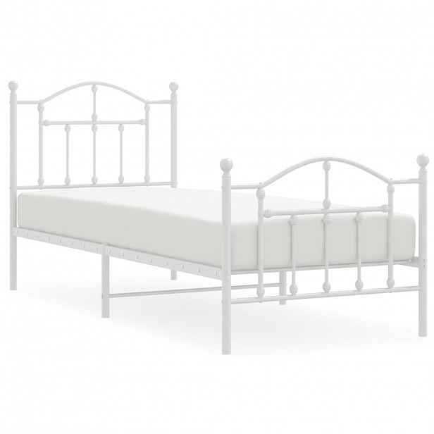 vidaXL Kovový rám postele s hlavovým a nožním čelem bílý 80 x 200 cm