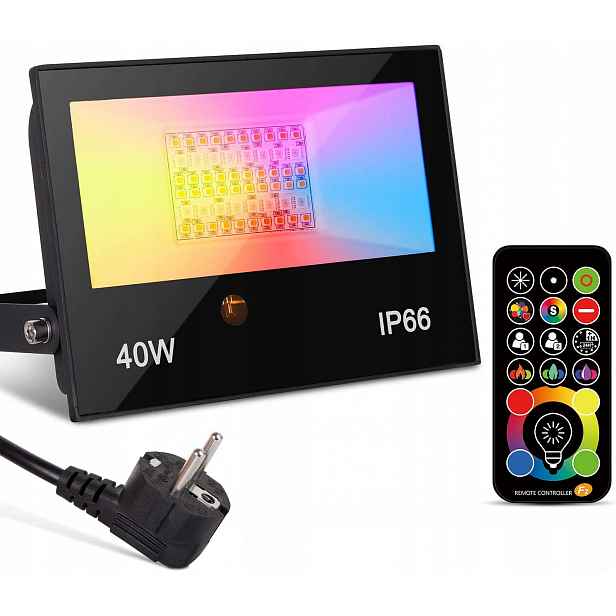 Reflektor Halogen Led Rgb 40W IP66 4 Režimy Dálkový Ovladač