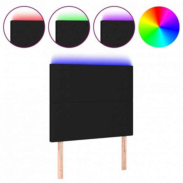 vidaXL Čelo postele s LED černé 80x5x118/128 cm textil