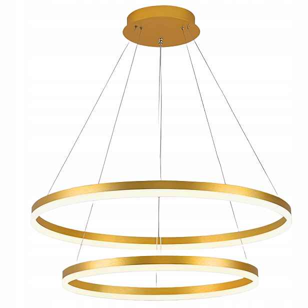 Závěsná Lampa Zlatá Dvě Kolečka Kroužky 3 Barvy Svícení Velká 60+40 CM Do Obývacího Pokoje
