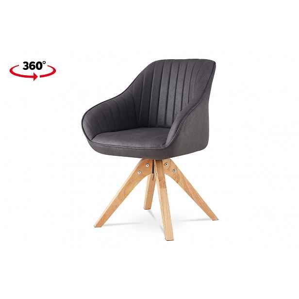 Jídelní židle, šedá látka v dekoru broušené kůže, nohy masiv kaučukovník HC-772 GREY3