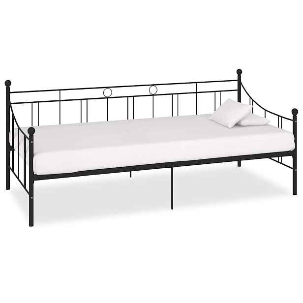 vidaXL Rám denní postele černý kov 90 x 200 cm