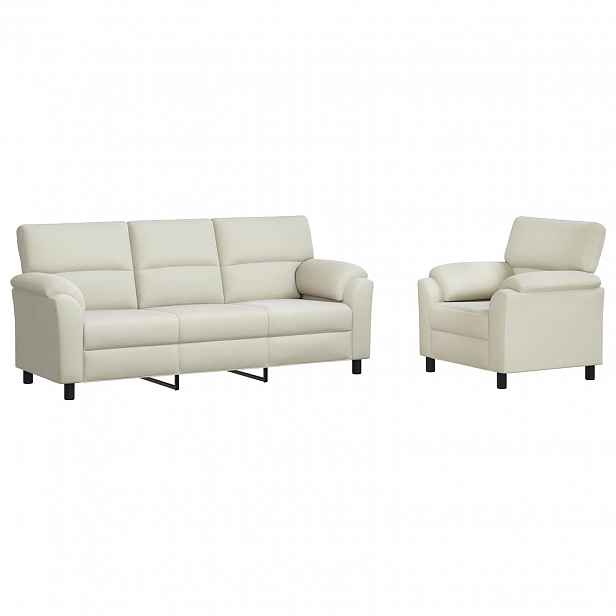 vidaXL Set pohovek 2 pcs Krémová Samet