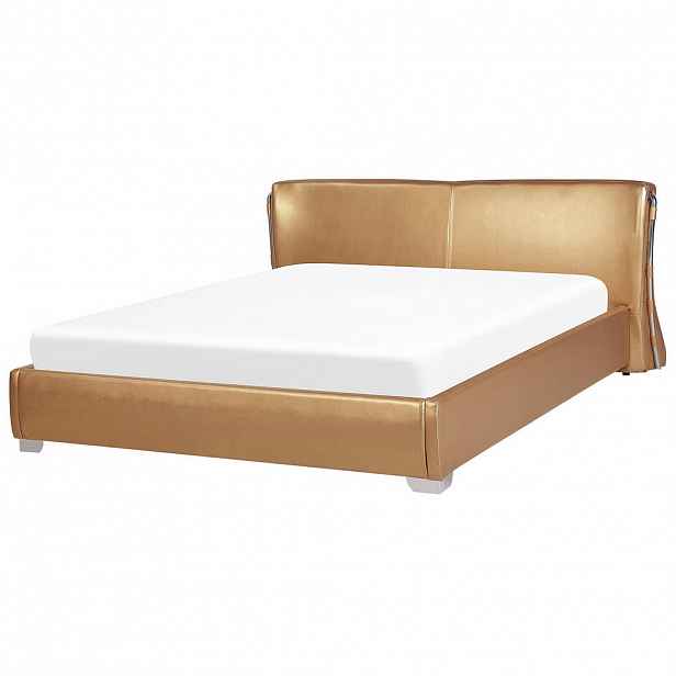 Beliani VODNÍ POSTEL 180/200 cm Zlatá Paris