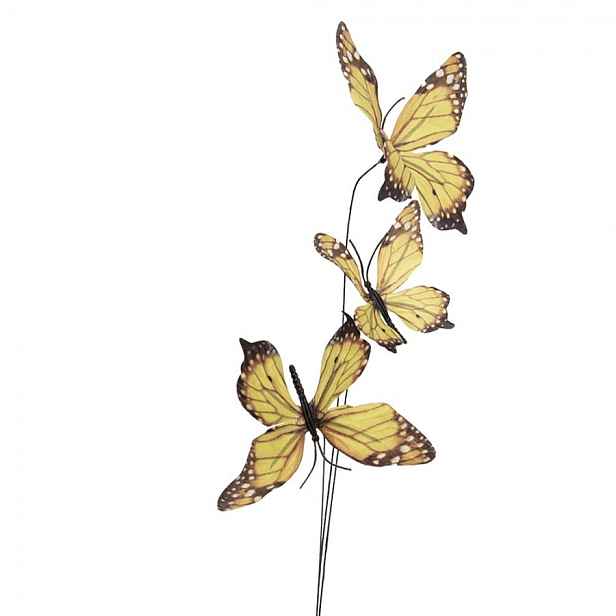 Dekorační větvička se žlutými motýlky Butterfly - 10*10*65 cm Clayre & Eef