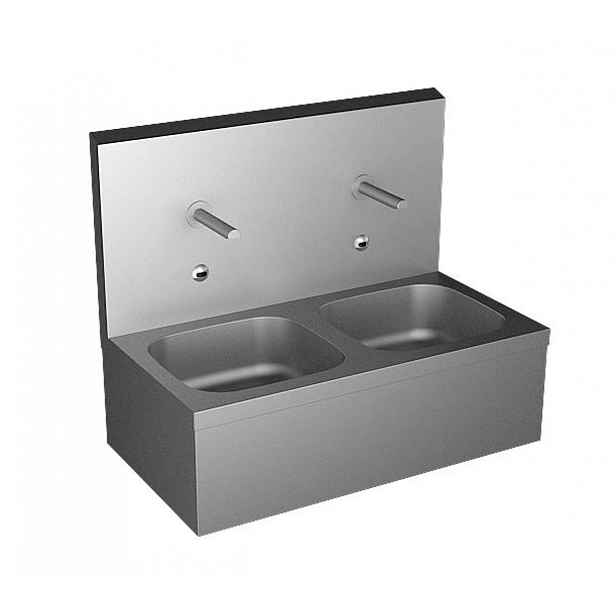 Sanela - Dvojdřez 870x475 mm, s ALS elektronickými bateriemi, s termostatem, bateriové napájení, matný nerez SLUN 07ETB