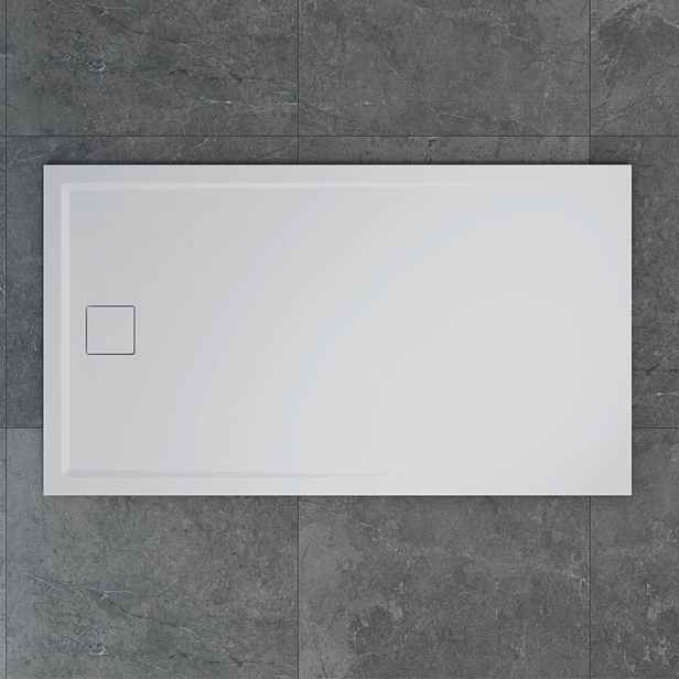 SanSwiss LIVADA SanSwiss sprchová vanička LIVADA z litého mramoru, obdélník 90x170x3,7 cm, bílá, sifon na kratší straně vaničky W20AS09017004