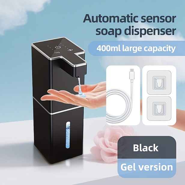 TEMU Automatický senzorový dávkovač mýdla/ruční dávkovač - Kapacita 400 ml - USB dobíjecí - Bezkontaktní provoz, nastavitelný objem dávkování -