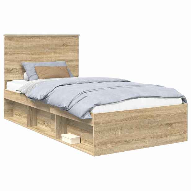 vidaXL Rám postele Dub sonoma 100 x 200 cm Masivní borové dřevo
