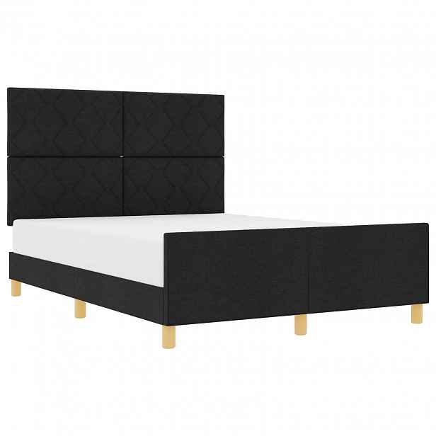 vidaXL Rám postele s čelo Černá 140 x 200 cm textil