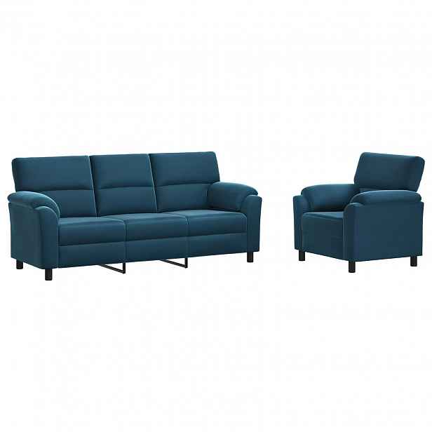 vidaXL Set pohovek 2 pcs Modrá Samet