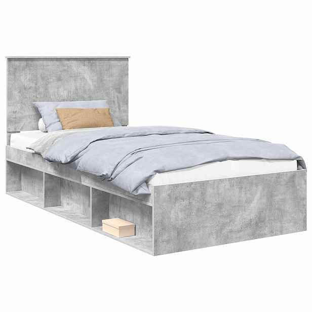 vidaXL Rám postele Betonově šedá 100 x 200 cm Masivní borové dřevo