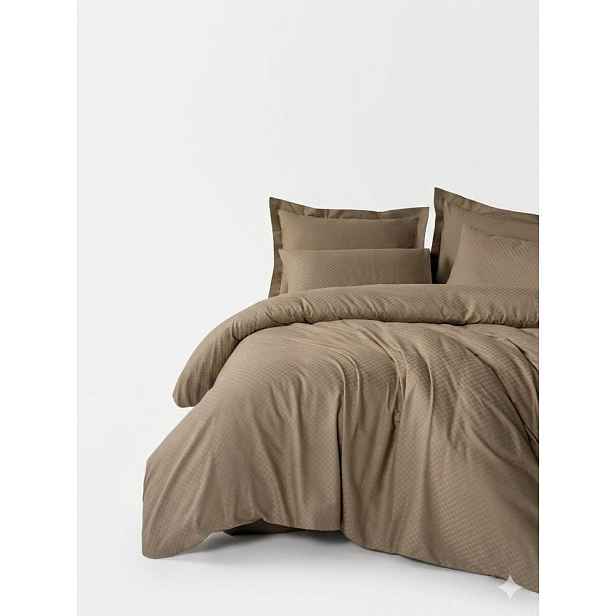 Hnědé povlečení na dvoulůžko/prodloužené z bavlny Renforcé 240x220 cm Checkered – Mila Home Luxury