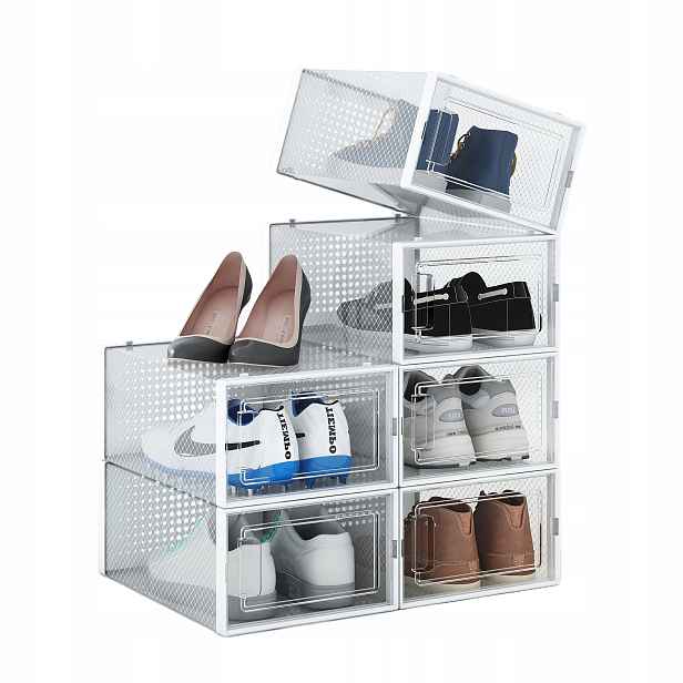 Průhledné boxy na boty Skládací modulární organizéry Premium silné x6