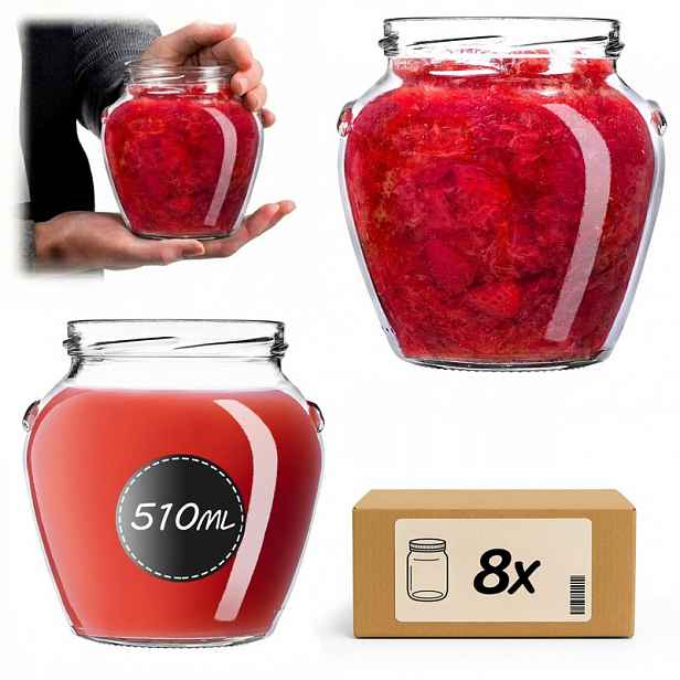 TEMU KADAX sklenice na zavařování, med, ovoce a džem, 510 ml, 82 mm, 8 ks