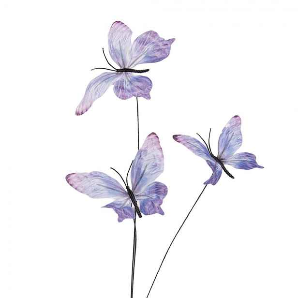 Dekorační větvička s fialovými motýlky Butterfly - 10*10*65 cm Clayre & Eef