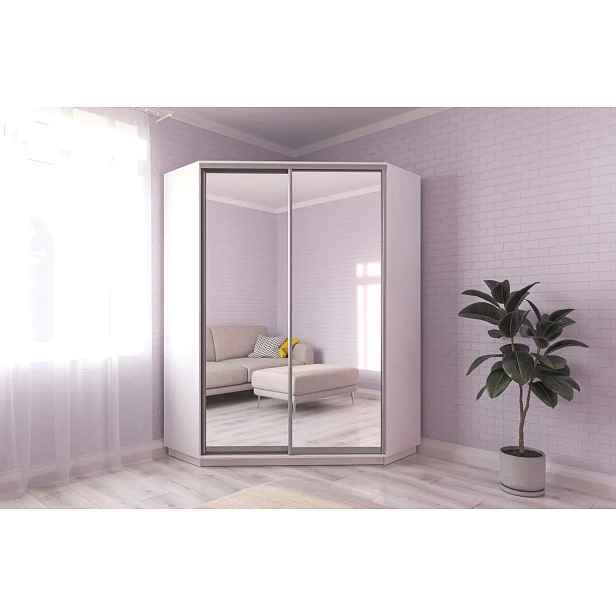 Casarredo Šatní skříň rohová CORA 140/240 bílá/zrcadlo