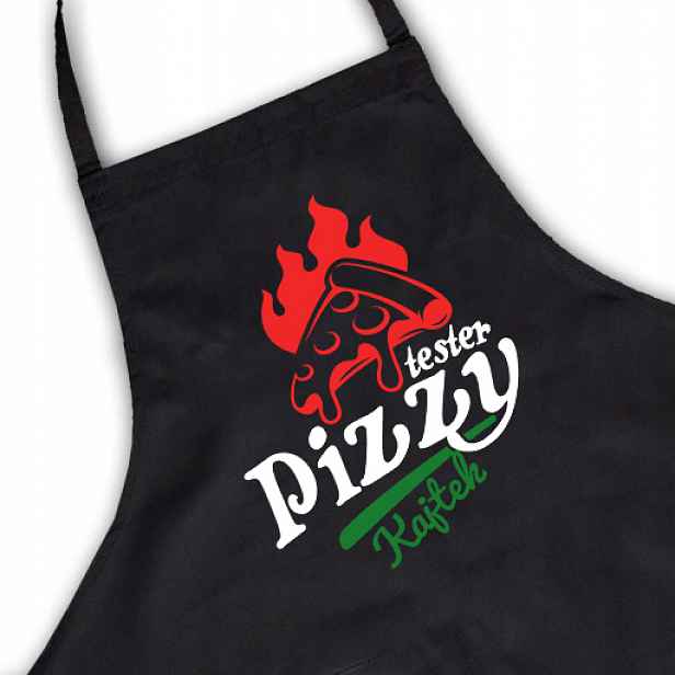 Černá kuchyňská zástěra jako Dárek k Pizzeri Vaše Jméno Projekt Kreator