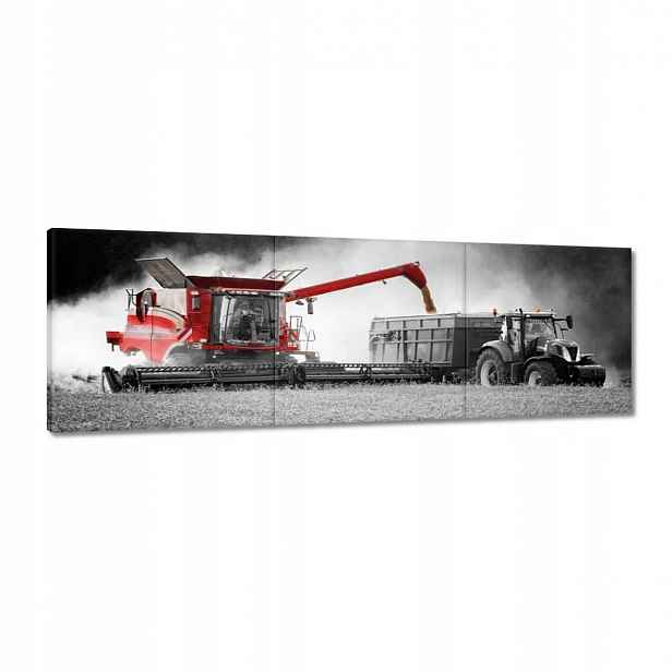 Obrazy 120x40 Červený traktor Žniva