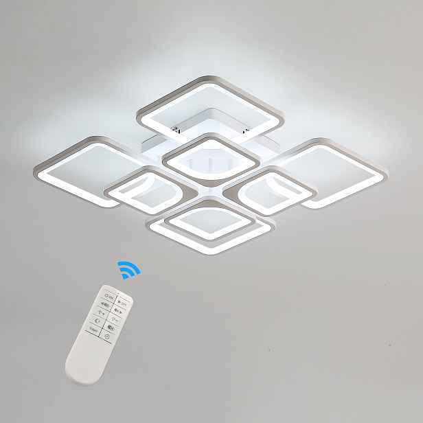 Stropní Led lampa závěsná bílá čtvercová do obývacího pokoje stmívatelná s dálkovým ovládáním 80W