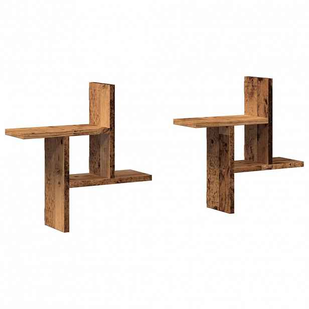 vidaXL Nástěnné police 2 ks old wood 38 x 12 x 38 cm kompozitní dřevo