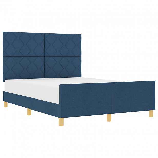 vidaXL Rám postele s čelo Modrá 140 x 200 cm textil