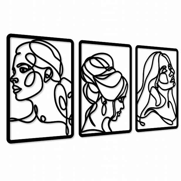 Ažurový Obraz Triptych Žena Obrazy Do Obývacího Pokoje Ozdoba 120 cm Tváře Tvář