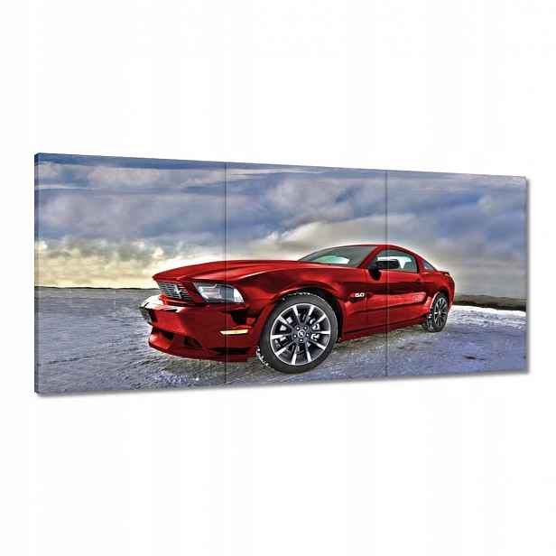 Obrazy 150x70 Červený Mustang Sníh