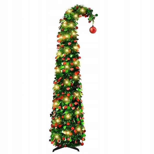 Skládací vánoční stromek Pop Up s 50 Led diodami, vánoční dekorace, 150 cm