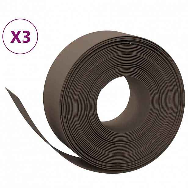 vidaXL Travní lemy 3 ks hnědé 10 m 20 cm polyethylen