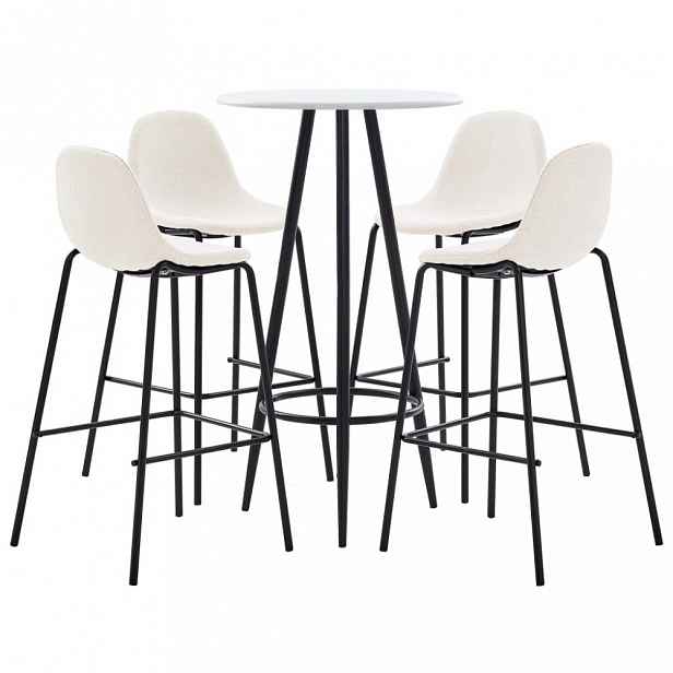 Barový set 5ks textil / bílá Krémová