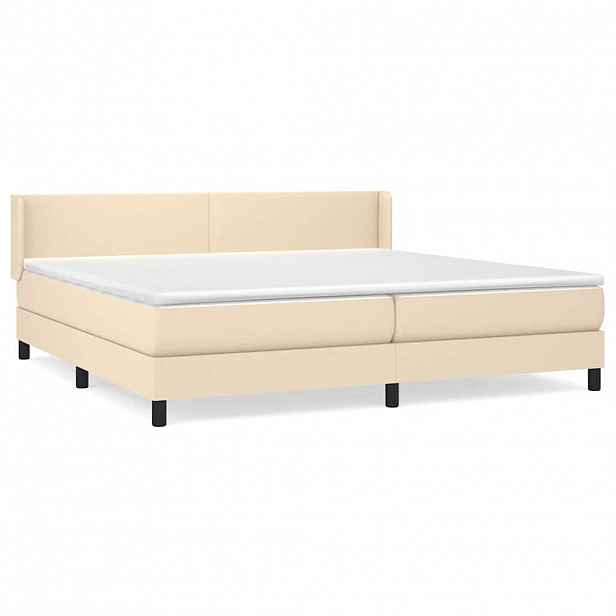 vidaXL Box spring postel s matrací krémová 200x200 cm textil