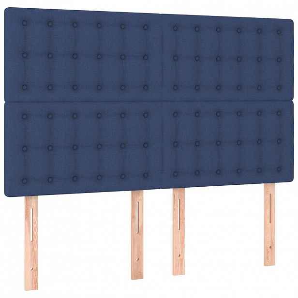 vidaXL Čelo postele modré 144x5x118/128 cm látkové