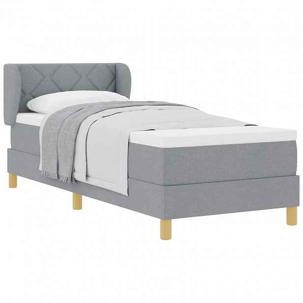 vidaXL Postel s boxspringem s čelo Světle šedá 80 x 200 cm textil