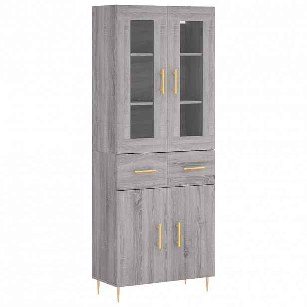 vidaXL Skříň highboard šedá sonoma 69,5 x 34 x 180 cm kompozitní dřevo
