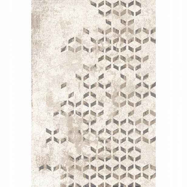 Koberec boho do obývacího pokoje 160x230 cm, krémově šedobéžový s měkkým vlasem